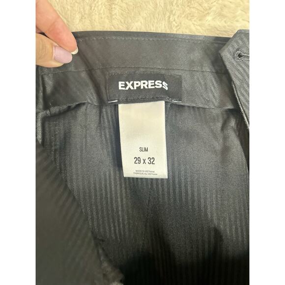 NWT Express Dress Pants Mens 29x32 Gray Oxford Flat Front Slim Wool/Laine - Picture 4 of 8